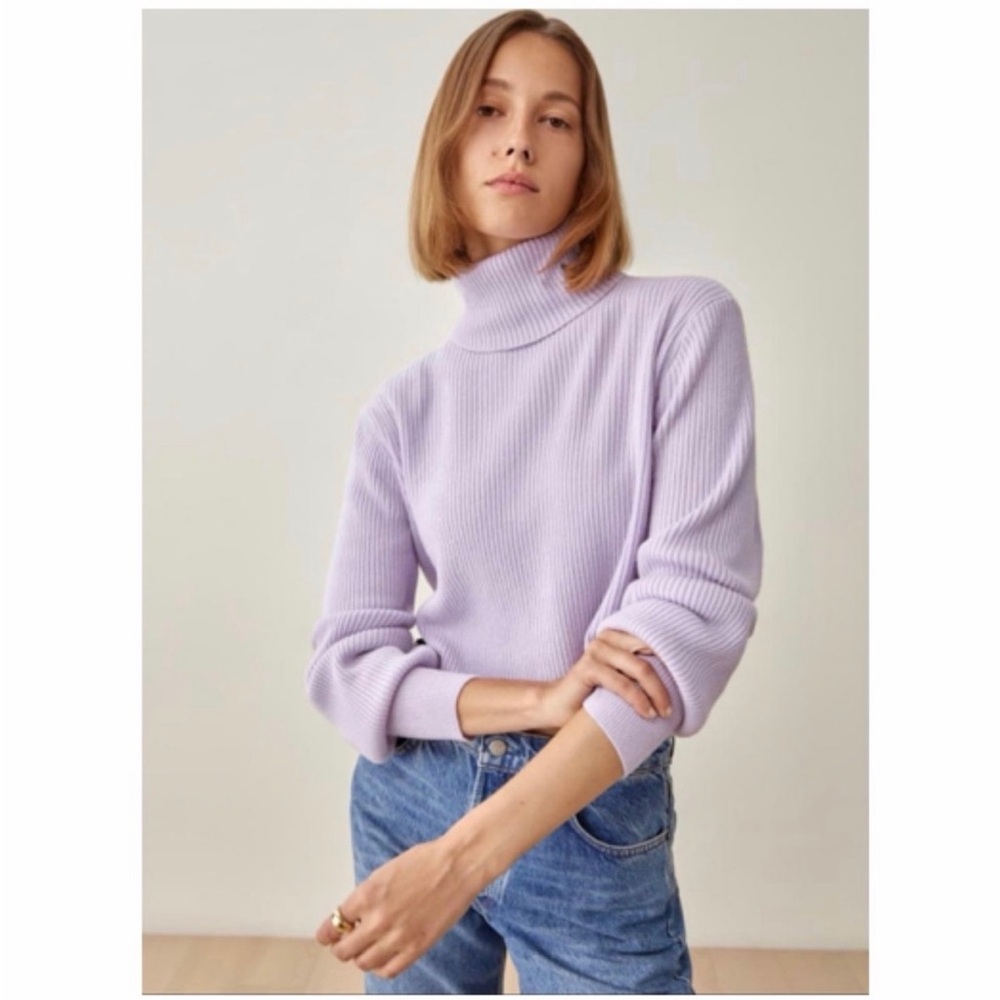 Reformation Light Purple Turtleneck Sweater